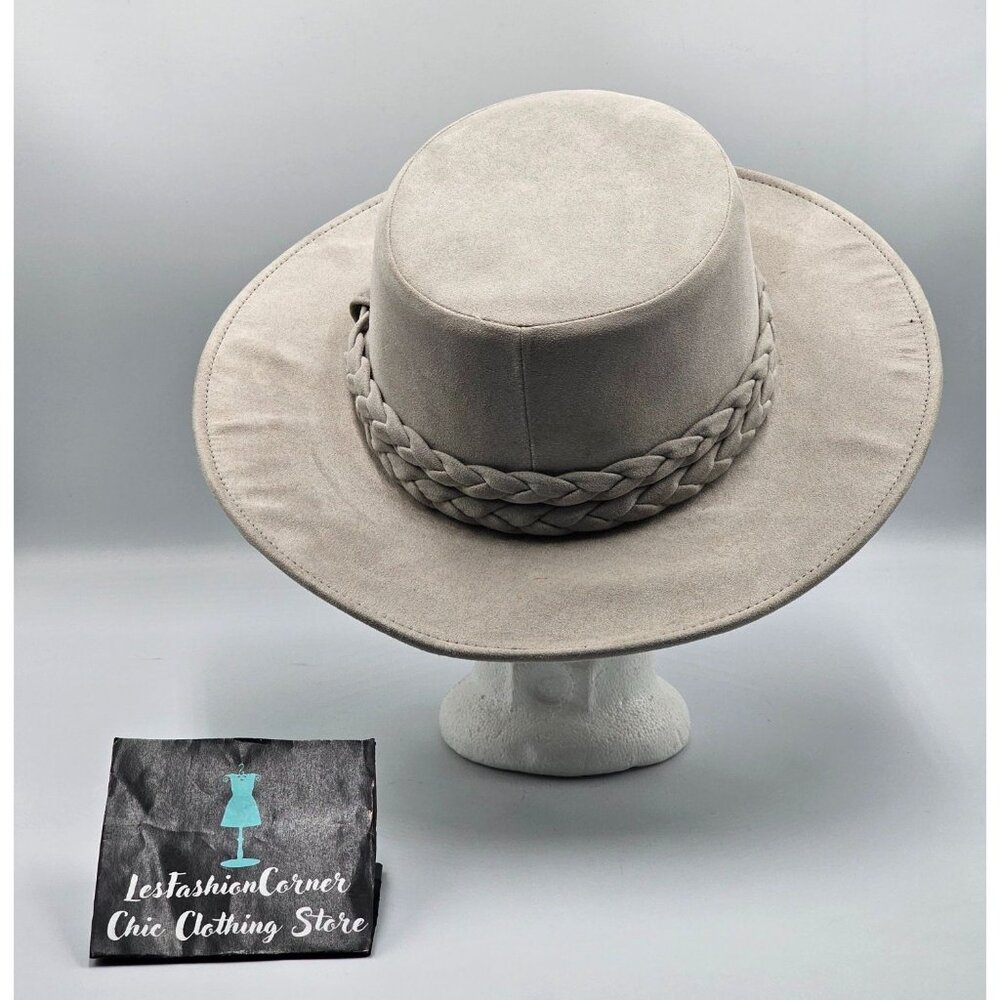 Anthropologie ASN Cordobes Hat Light Gray Faux Suede Braided Boho One Size 3233 - Picture 5 of 13